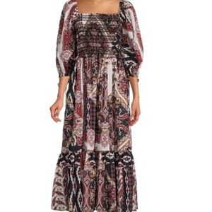 Cara Cara Multicolor Jazzy Patchwork 3/4 Sleeve Dress xs